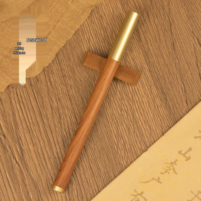 Elegant Brass & Rosewood Fountain Pen with Engravable Logo – Ideal Business or Conference Gift
