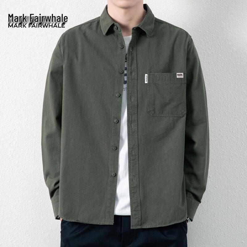 Mark Fairwhale Men's Casual Loose-Fit Cotton Utility Shirt Jacket