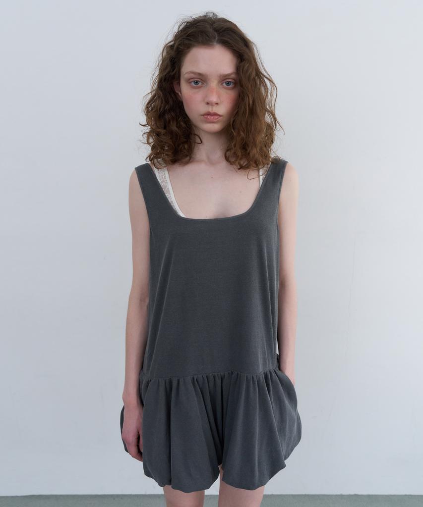 Obeodyupeulleeo Cotton Balloon Mini Dress_Charcoal