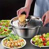3Pc Stainless Steel Kitchen Bowl Set with Integrated Grater, Multi Function Strainer and Mixing Bowl for Fruit, Vegetable and Cheese Prep