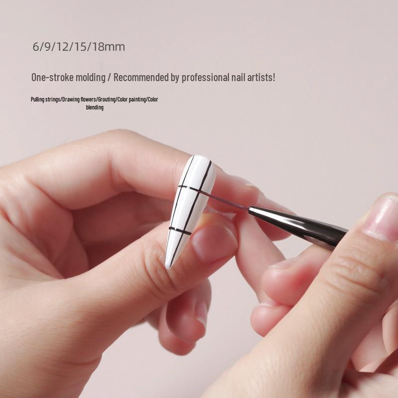 Sandalwood Handle Ultra-Fine Nail Art Liner Brush with Cap - Japanese Style High-End Salon Tool