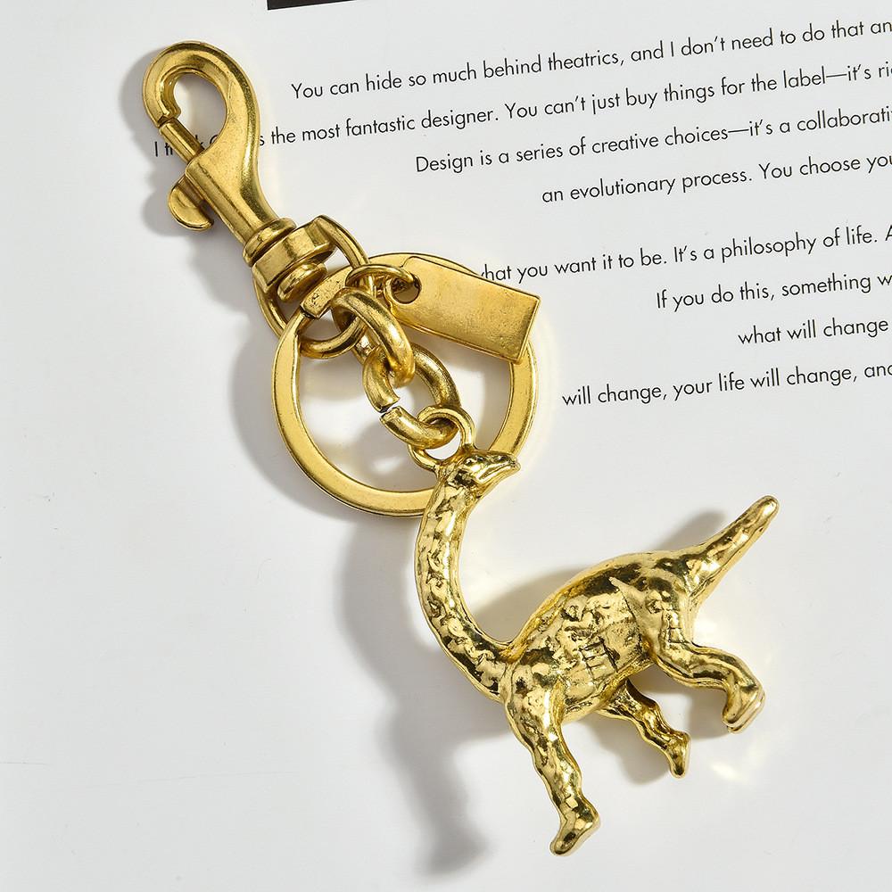 Dinosaur Bag Charm Keychain With Gold Plating For Cute Animal Bag Accessory