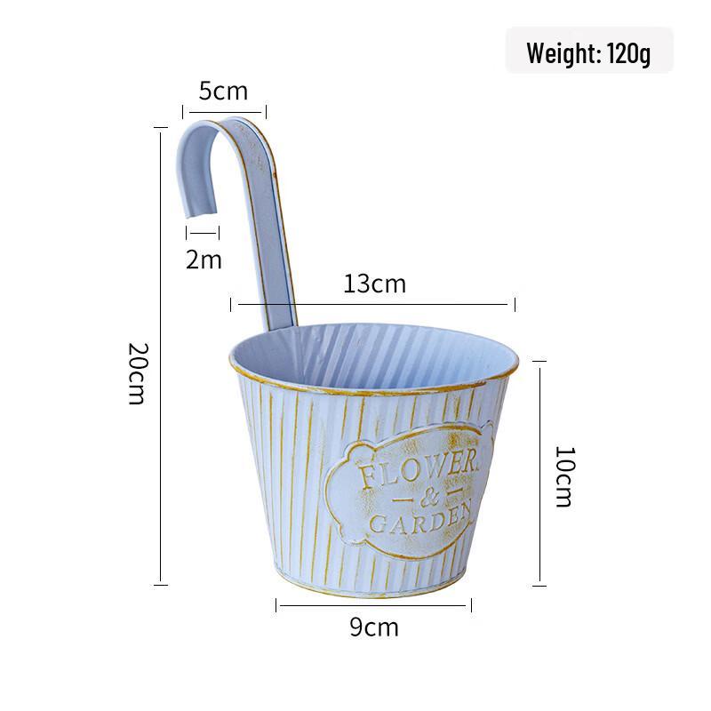 MOJY Vintage Distressed Metal Hanging Flower Pots