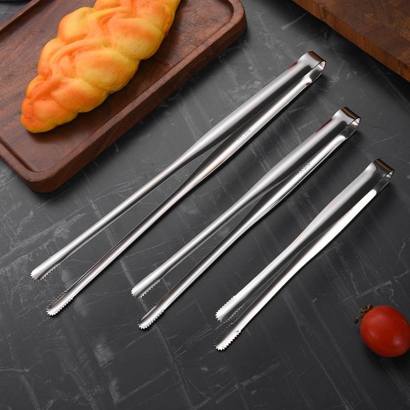 Stainless Steel Grill Tongs Food Clip BBQ Steak Clip Bread Tong Cooking Utensils Party Non-Slip Kitchen Gadgets Accessories