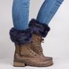 Puños de botas con canalé peludo para mujer, calentadores de piernas, moda de otoño e invierno