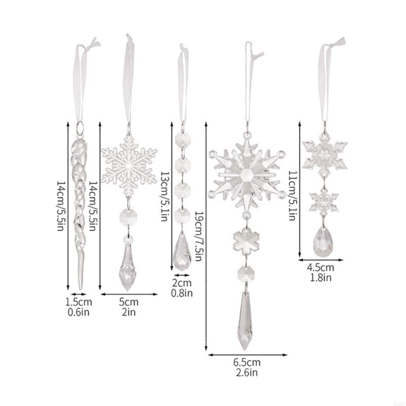 Pack Of 18 Crystal Acrylic Christmas Tree Hanging Snowflake For Holiday