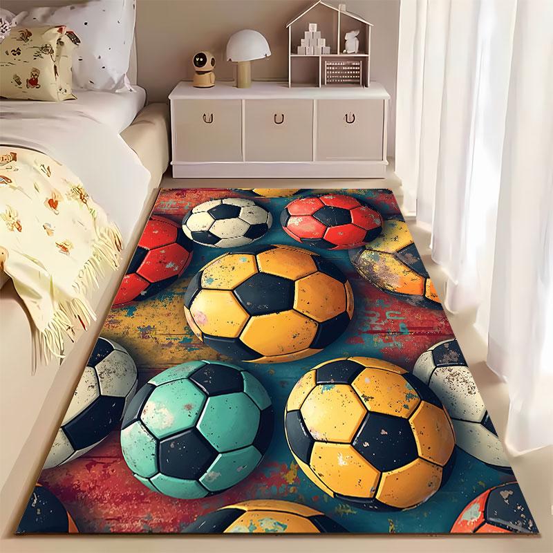 Soccer Ball Pattern Carpet suitable as a non-slip mat for the living room or bedroom sofa