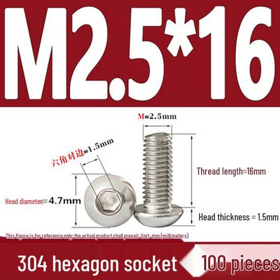 ISO7380 Stainless Steel Hex Drive Dome Head Screws - M2 to M16