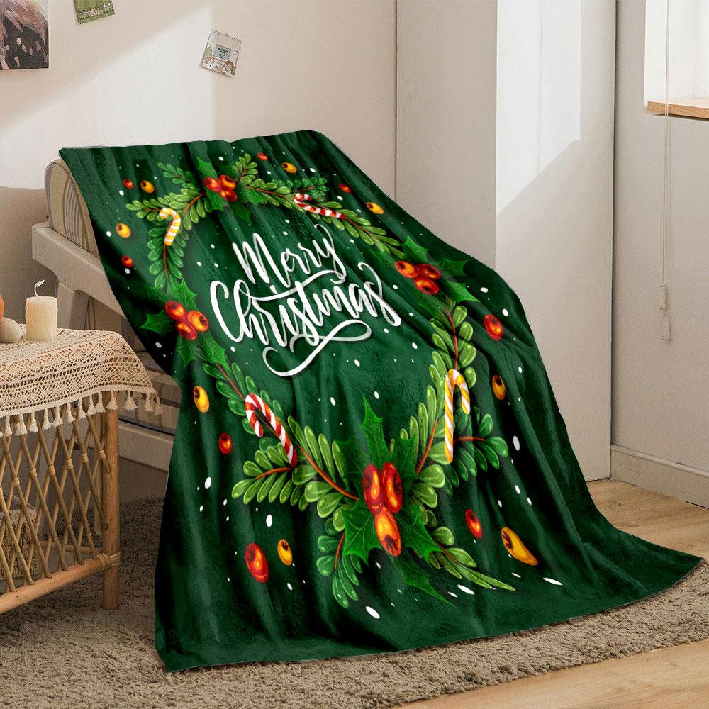 Christmas Wreath Blanket bedroom Blanket for Livingroom Couch lunch break Soft throw for Friend's festival Gift