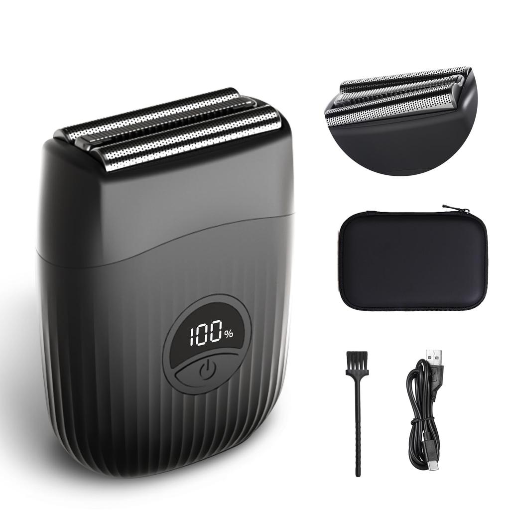 Electric Reciprocating Shaver with LED Up to 2 Hours of Close IPX7 Blade Perfect for Business Trips and Great Gift Men's Shaver, Display, Compact,