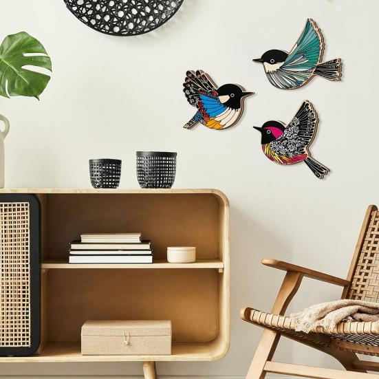 3Pcs/Set Wooden Birds Wall Art Rustic Flying Birds Decorations Modern Scandinavian Wall Decor for Farmhouse Home Office