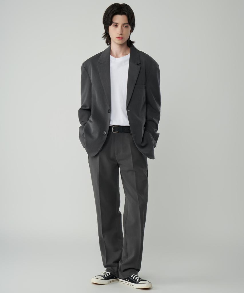 Untapped Studio [Set Up] Semi-Wide Pants & Oversized Suit Set 2 Colors