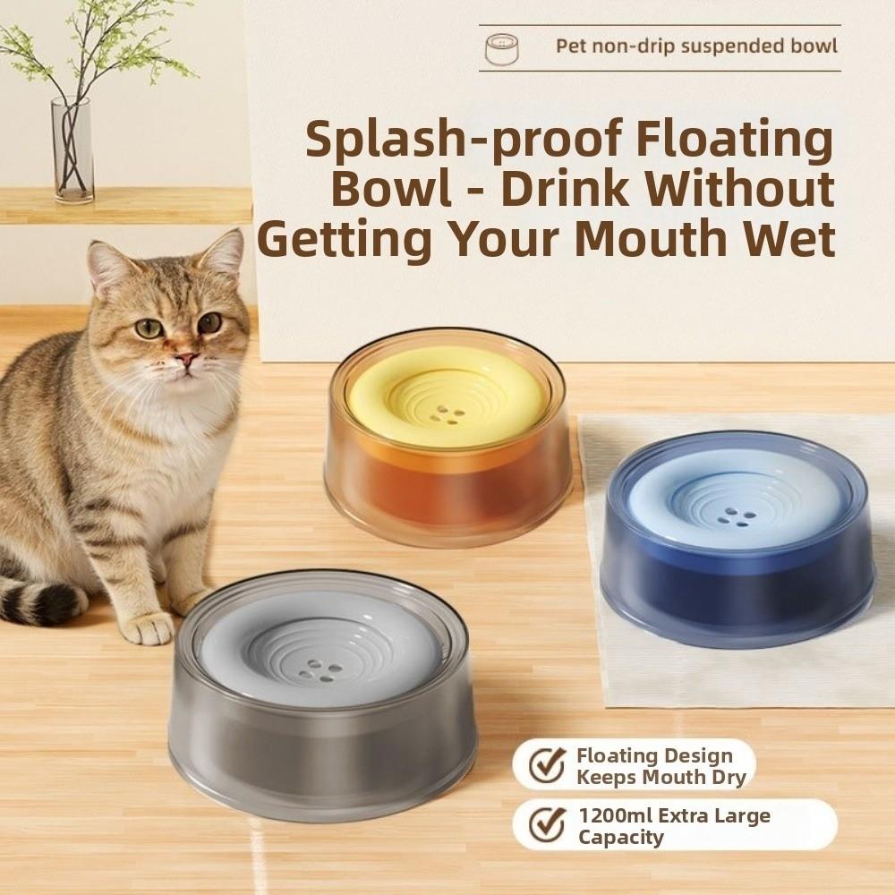 Non-Slip Base Pet Floating Water Bowl Large Capacity Cat Bowl Dog Drinking Bowl  Indoor Outdoor