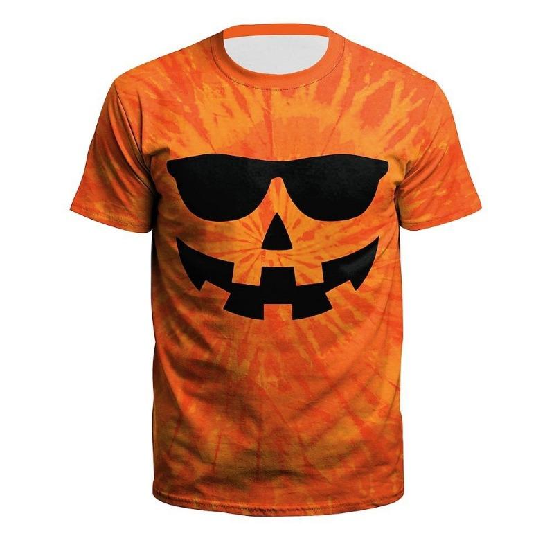 Halloween Pumpkin T-shirt Anime Pattern T-shirt Men's Women's 3D Digital Printed Polyester Halloween Casual Top