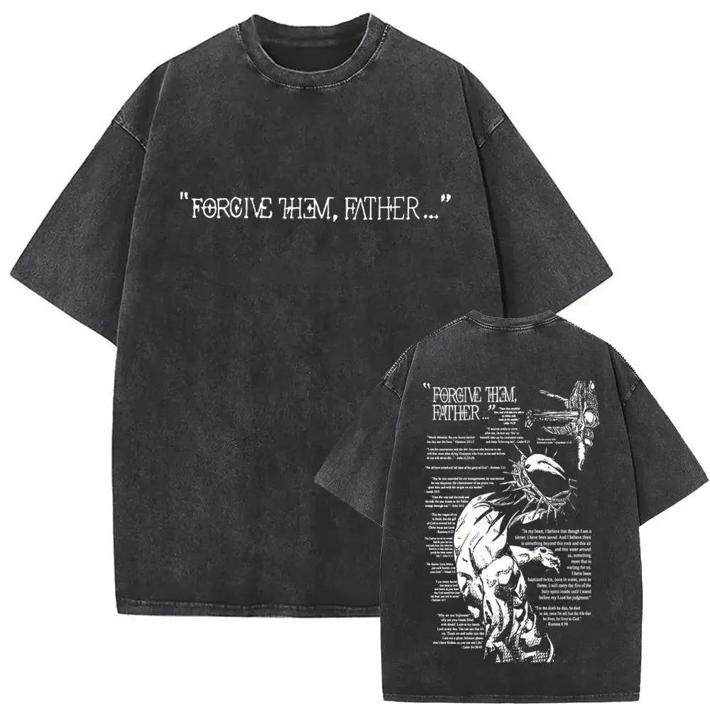 2026 Unisex Clothes Tee Shirt Homme Graphic T-Shirts Men Women Tshirt for Vintage Washed Jesus Is King Short Sleeved Round Neck Y2k