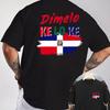 Mens Dominican Republic Flag Tshirt Dimelo Ke Lo Ke Pattern Hiphop Street Style Loose Casual Pure Cotton Summer Top