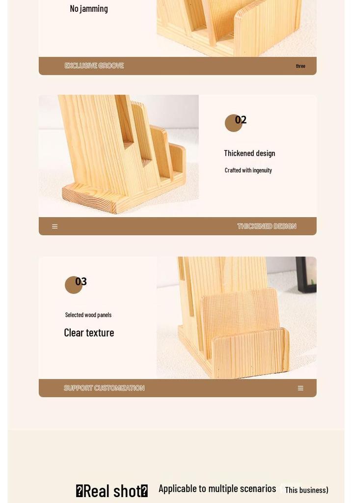 Pre-sale Wooden Business Card and Magazine Display Stand with Non-slip Base