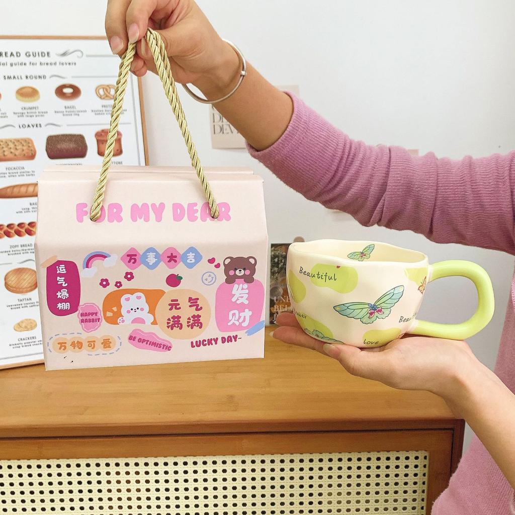 Butterfly Mug Design Sense High Value Coffee Cup Ceramic Water Cup Ins Style Breakfast Cup Sends Girls Gift