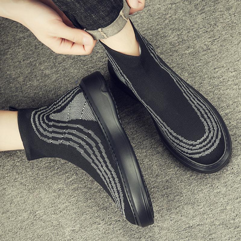 Socks shoes men's high-top shoes summer breathable one-pedal stretch socks shoes trend versatile trendy shoes men's casual shoes