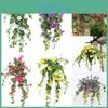 Hanging Basket Artificial Fake Silk Morning Glory Flower Vine Home Wall Decor