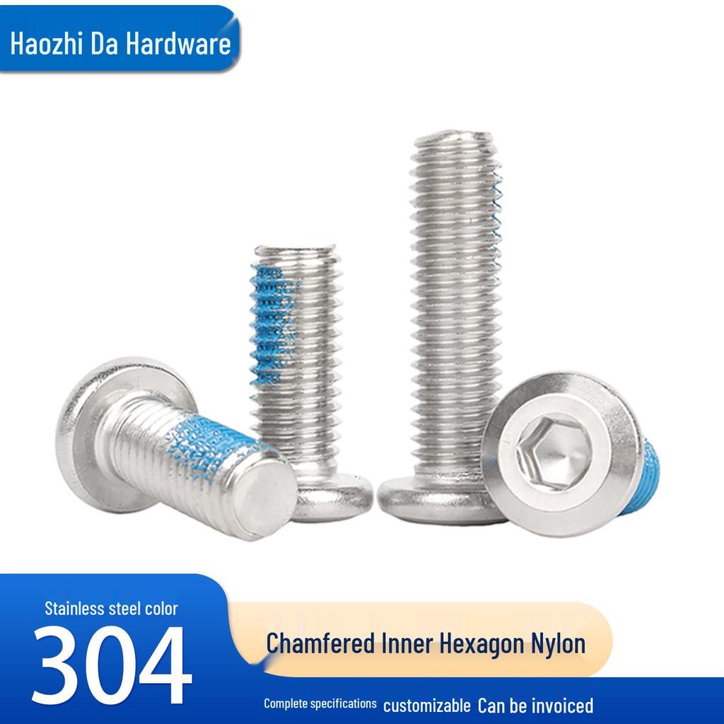 304 Edelstahl Sechskant-Schraube mit Nylock-Mutter, Senkkopf, Abgeschrägte Kante, Selbstsichernd & Anti-Lösung, M2-M12.