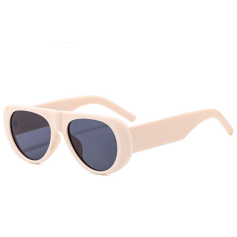 Vintage Big Frame Ellipse Women Square Sunglasses Brand Black Round Cool Men Sunglasses One Piece Designer Pilot Sun Glasses