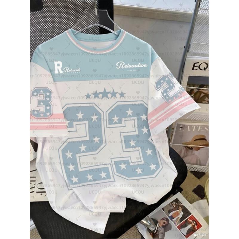 Men's Sports Jersey Letter 23 Print Short Sleeve T-Shirt Summer Graphic Tee Jerseys Plus Size Women's Sport T-Shirt Tops