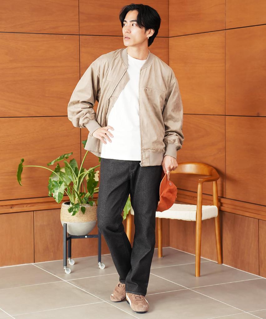 Lightweight Denim Straight Pants Size Easy to Loose Elastic Classic [JIGGYS SHOP] S, Black, Jeans, Jeans, Pants, Indigo, Black, Wear, Fit, Waist,