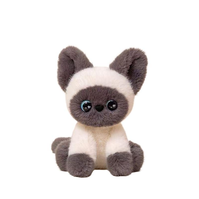 24cm Kawaii Boneca de Pelúcia de Gato Devon Rex Gato Siamês Brinquedo de Pelúcia Decoração Fofa Acompanha Brinquedo para Dormir Presente de Aniversário para Crianças