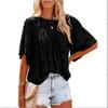 Cute Pleated Flared Sleeve Doll Outfit Round Neck Lace Summer Floral Shirt