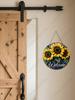 Welcome Sunflower Round Wooden Hanging Sign, 2D Flat Wooden Farmhouse Front Door Decor