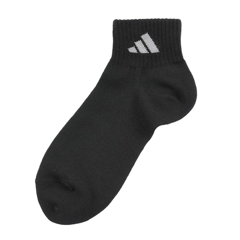 Pack of DEO Plain Logo Short Socks with Reinforced Toe and Heel Assorted Sizes [Adidas] 3-Pair (06087W) 001, 24-26cm