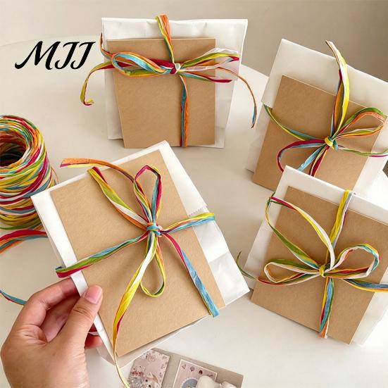 Natural Texture Twine for Gift Tags Colorful Raffia Packaging String, Flexible Paper Floral Bundling Multi Color Holiday Decorations Rope, Multi-color