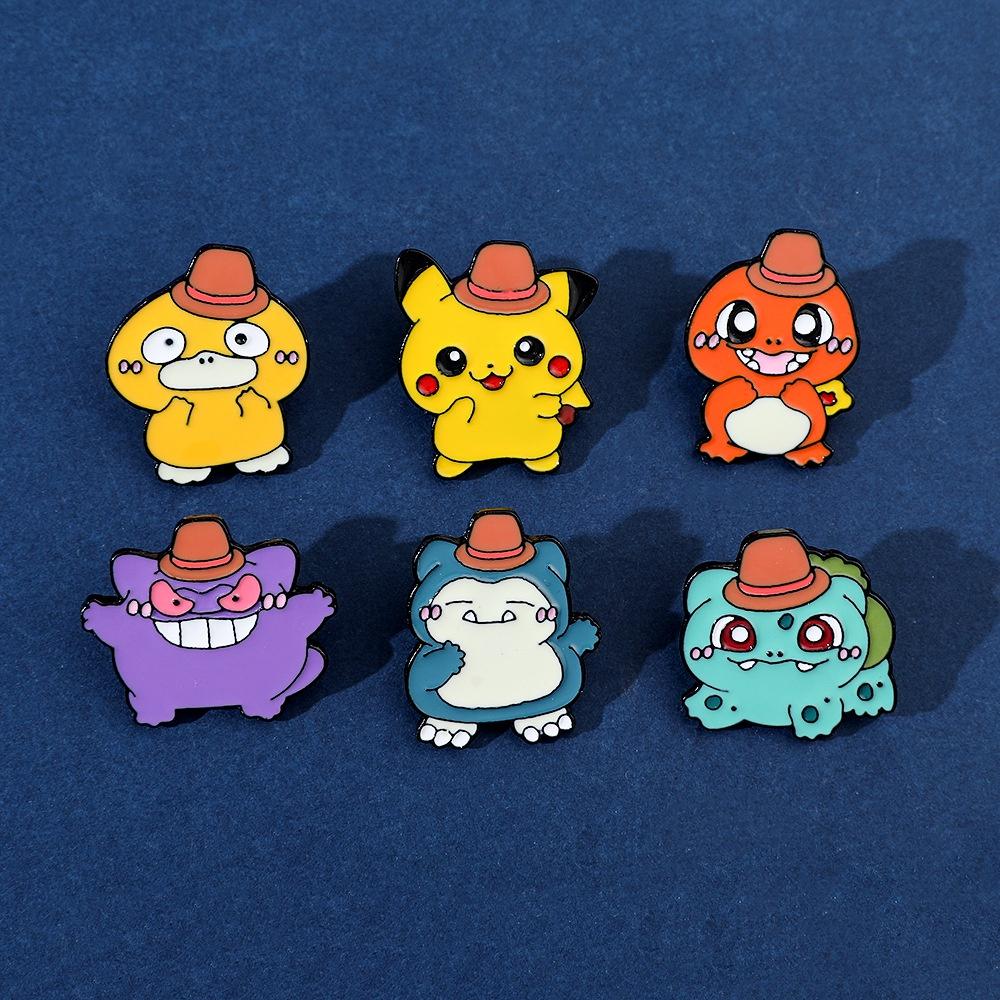Cute Cartoon Pokmon Metal Badge Pet Elf Gengar Psyduck Pokmon Brooch Accessories