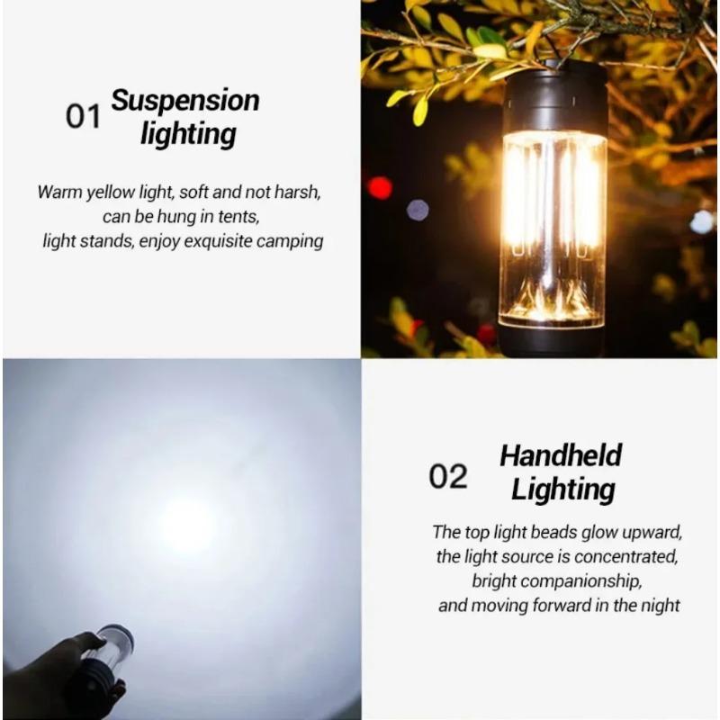Multi-Function Camping Light Outdoor Portable Lighting Rechargeable Lamp Powerful Flashlight Tent Equipment Supplies