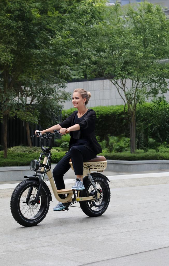 ONESPORT W77 Electric Bicycle 500W Motor, 48V 18Ah Battery, 20*4.0 Fat Tires, 90KM Range, Hydraulic Disc Brakes E-Bike