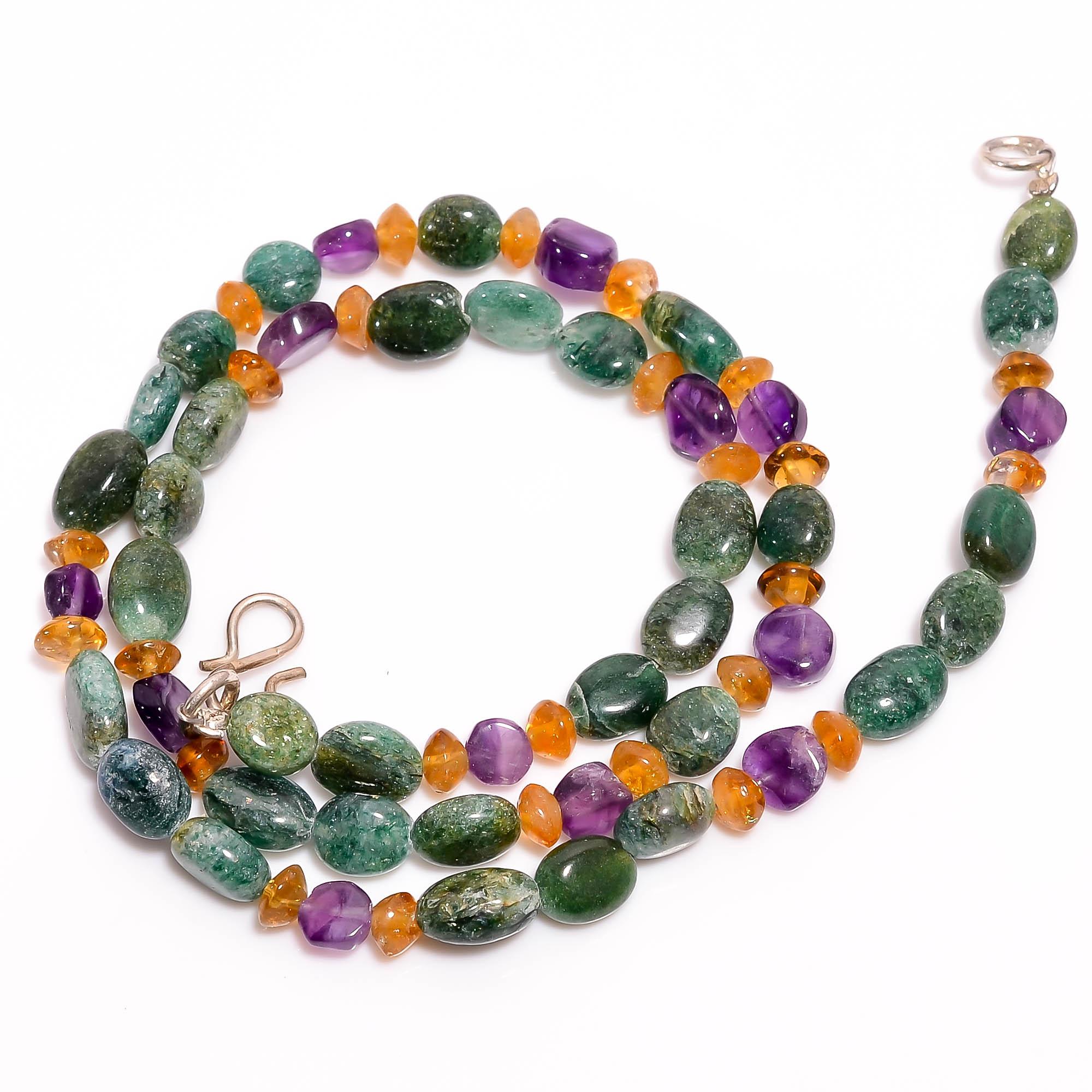 

Natural Green Aventurine Amethyst Citrine Smooth Beads Necklace 5-10 mm 17.5 UB-8454