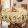 1 Piece of Summer Retro Farmhouse Pastoral Pattern Rectangular Tablecloth, Cow, Flower, Pattern Printed Round Tablecloth, Party Tablecloth, Home Table