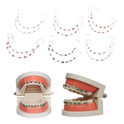 1Pair Colorful Temporary Tooth Decoration With Metal Wires Metal Bracket And Orthodontic Ligature Ties Dental Decorations