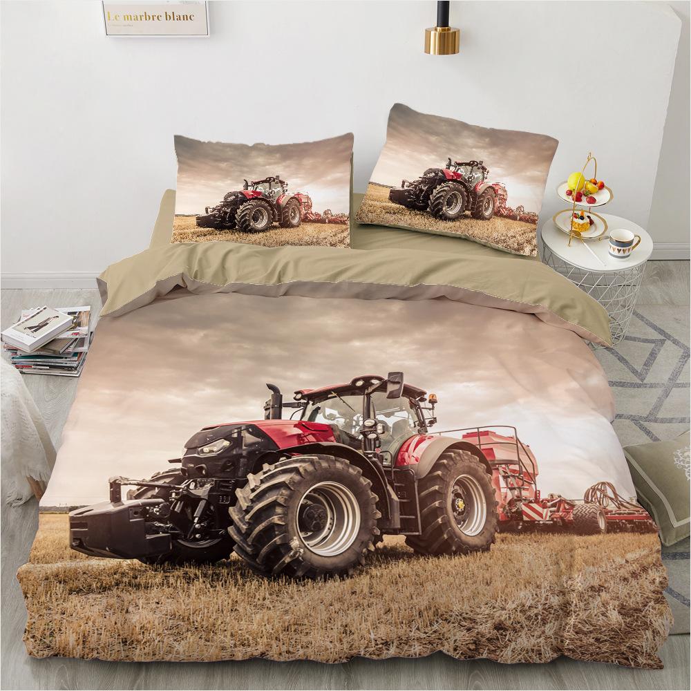 Tractor Duvet Cover Set Bedspread Full Queen King Size,Monster Truck Bedding Set Bed Set Farm Tool Cart Comforter Cover Set