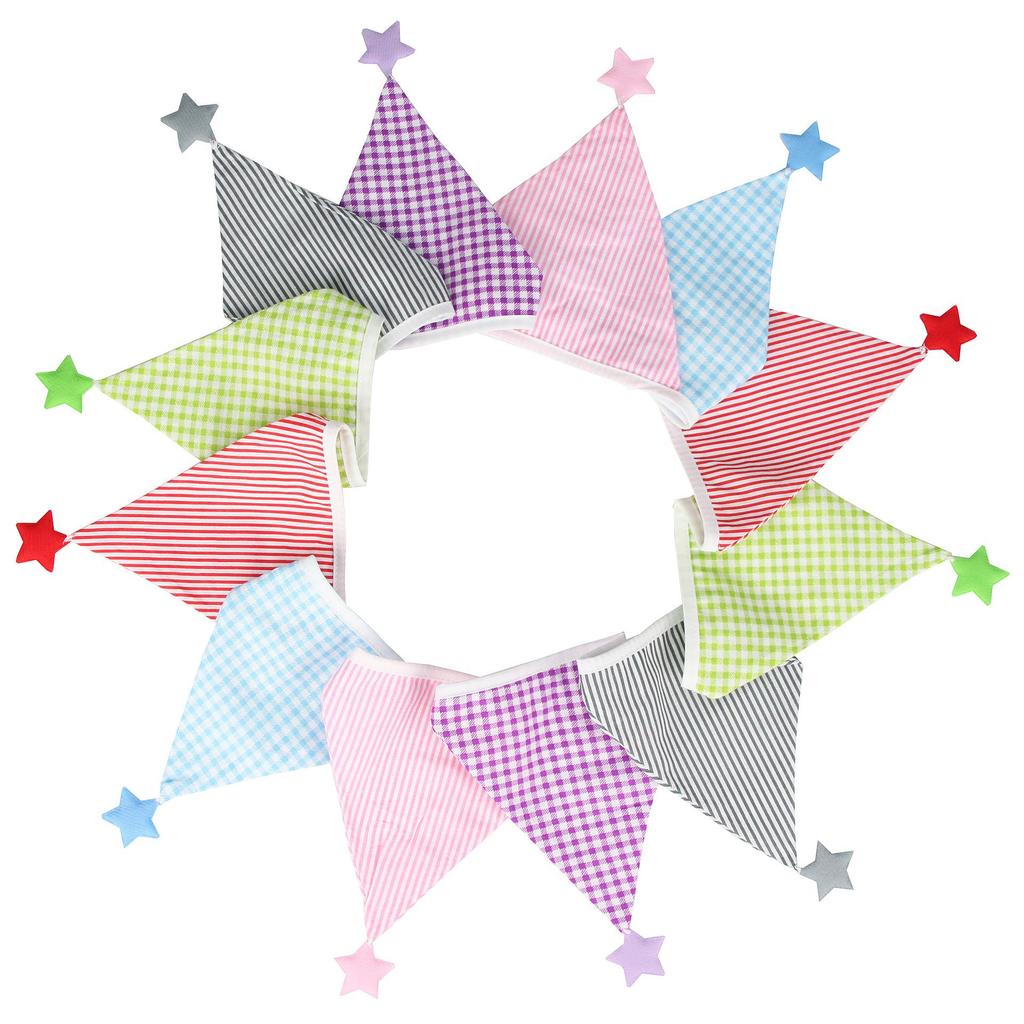 Nordic Star Cotton Triangle Flag Banner for Wedding or Kindergarten Decor