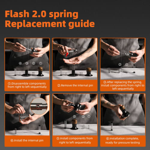 MHW-3BOMBER Coffee Tamper, 58mm, Espresso Tamper, Constant Pressure, 30lb, Audible Feedback, Easy Press, 15lb Spare Spring, Coffee Supplies, 58.35mm,