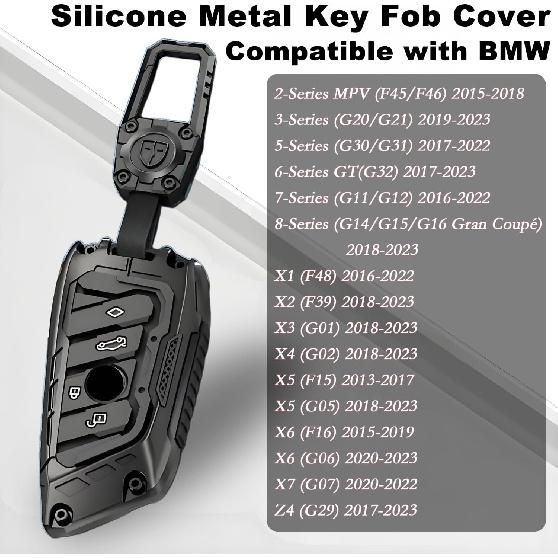 Zinc Alloy Key Fob Cover Case Metal Shell Cover Compatible For BMW 5 6 7 Series 530 F48 X1 X2 X3 X4 X5 X6 Key Protector With 3 Types Keychain