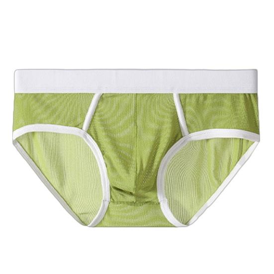 Men Briefs Low Waist Thin Yarn Breathable Panties Perspective Mesh Solid Color Design Elastic Men Underwear