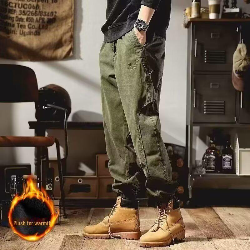 Pantaloni Harem Casual de Iarnă Groși pentru Bărbați cu Plus de Catifea