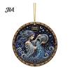 Hanging Home Ornament 2D Flat Pearl Painting Ornament, Double Sided Zodiac Theme Gem Decorative Pendant Art Craft, Rhinestone Beads Pattern