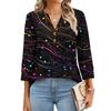 Women's T Shirt Print Button 3/4 Sleeve Daily Weekend Fashion Basic V- Neck Regular Top