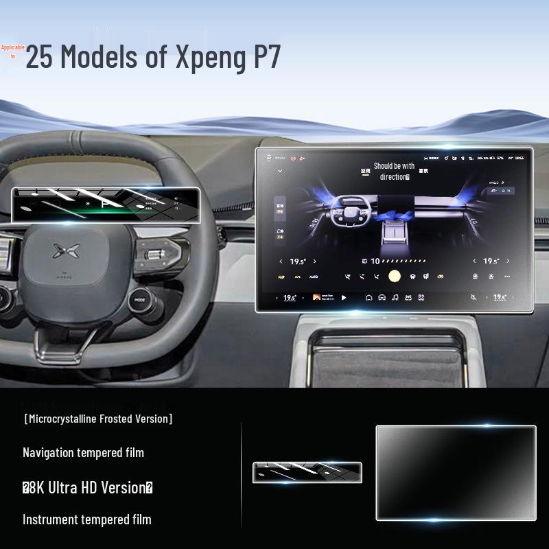Tempered Glass Screen Protector for 25 Xiaopeng P7 Models - Central Control Navigation Film for Interior Modification