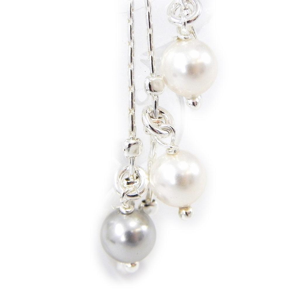 Les Trésors De Lily [G1916] - Silver Earrings 'Sissi' White Gray