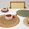Handwoven Paper Placemat Round Heat-Resistant Table Mats with Tassel Edge Absorbent Elegant Home & Restaurant Dining Decor